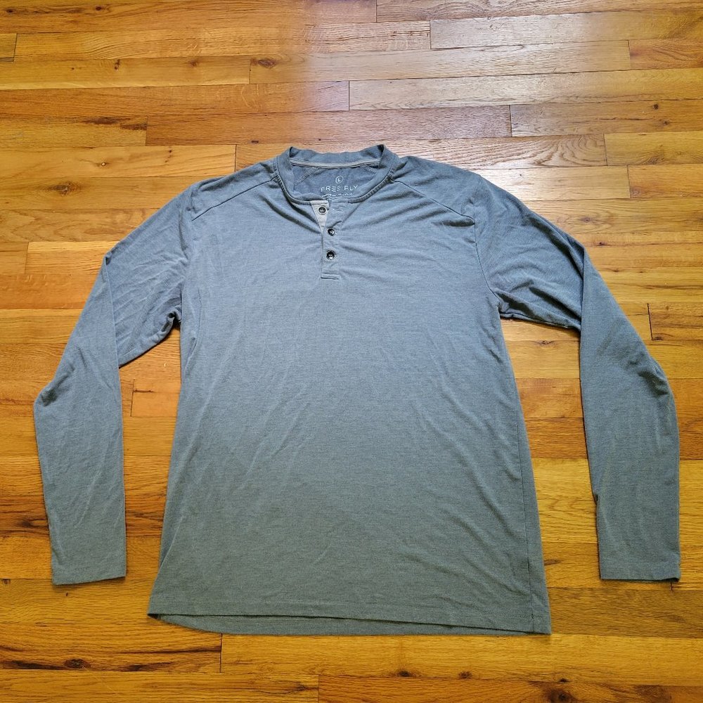 Free Fly Men's Bamboo Flex Henley Blue, Size Large